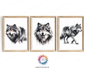 Watercolor Wolf Wall Art - Animal Art Print | Wolf Prints Artwork | Vibrant Wolf Decor | Colourful Watercolour Poster | Abstract Painting