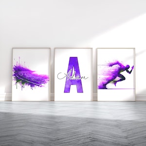 Custom Athletics Print Poster Set - 3 Track and Field Posters | Watercolour Art Painting | Personalised Decor | Sports Gifts | Gift Artwork
