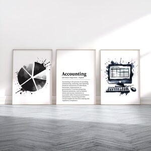 Accounting Definition Wall Art - Set of 3 Posters | Accountant Gifts | Bookkeeper Prints | Finance Team Decor | Watercolour Artwork Office