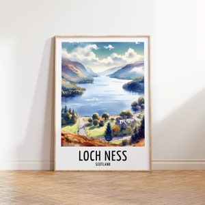 Loch Ness Travel Poster Print - Watercolour Poster Design | Artwork | Scotland UK Gifts | Home Decor | Wall Art Gift | UK Painting Picture