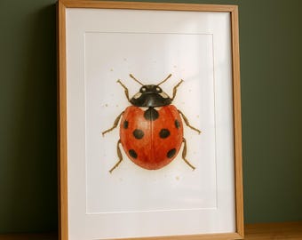 てんとう虫カブトムシ絵画水彩インク虹色ウォールアートてんとう虫