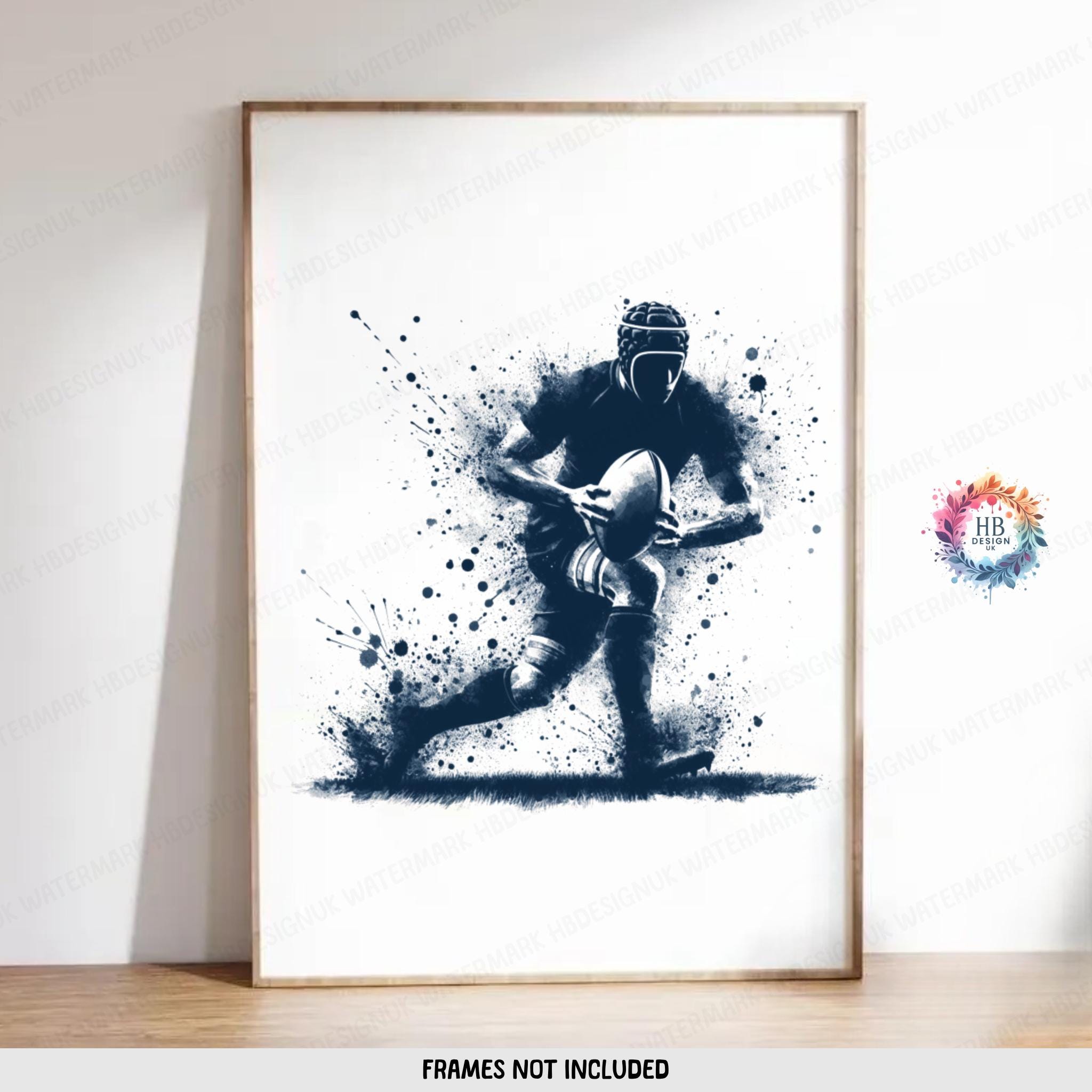Rugby Player Prints - Set of 3 Navy Posters | Boys Bedroom Decor | A4 ...