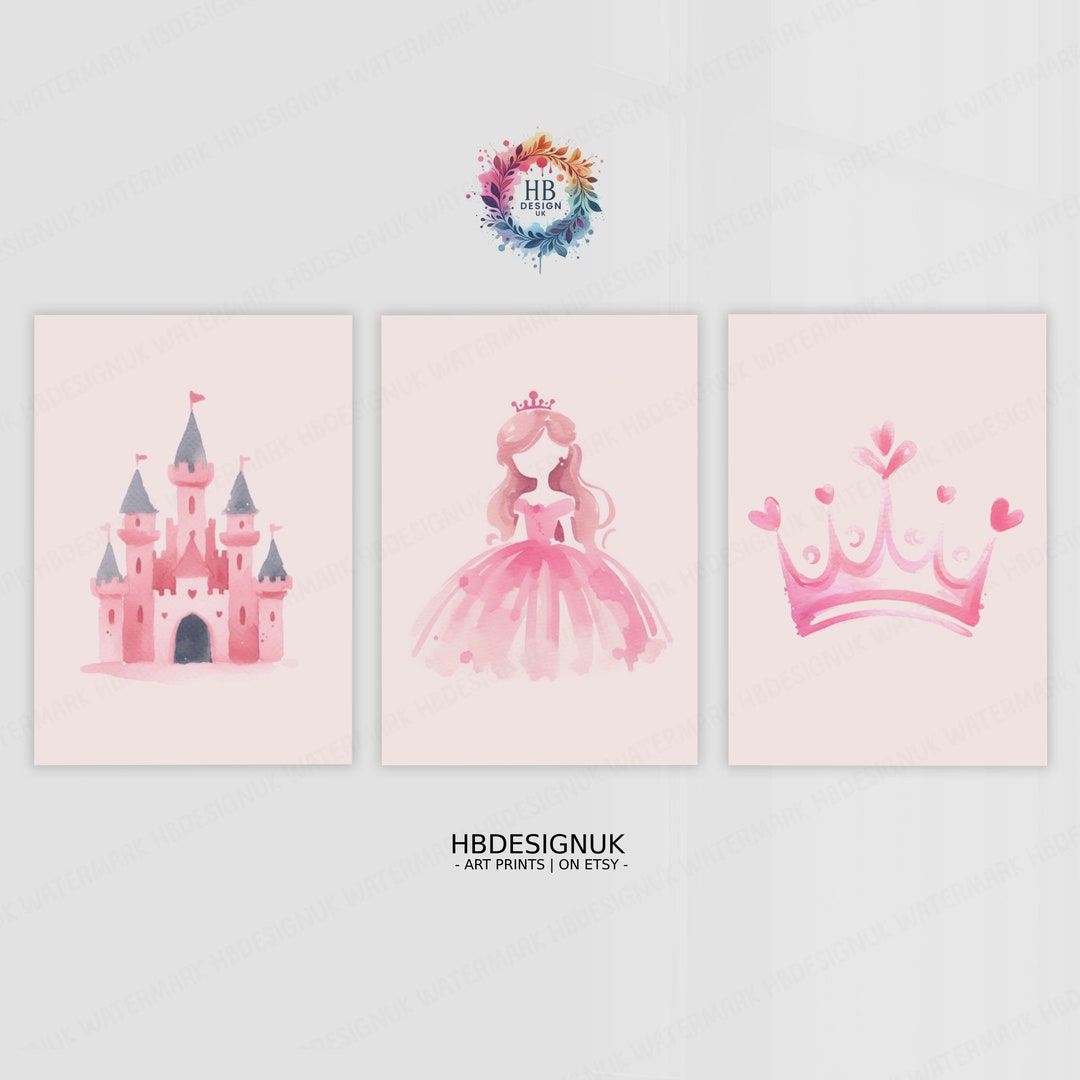 Girls Princess Prints - Set of 3 Posters | Kids Princess Print | Girls ...