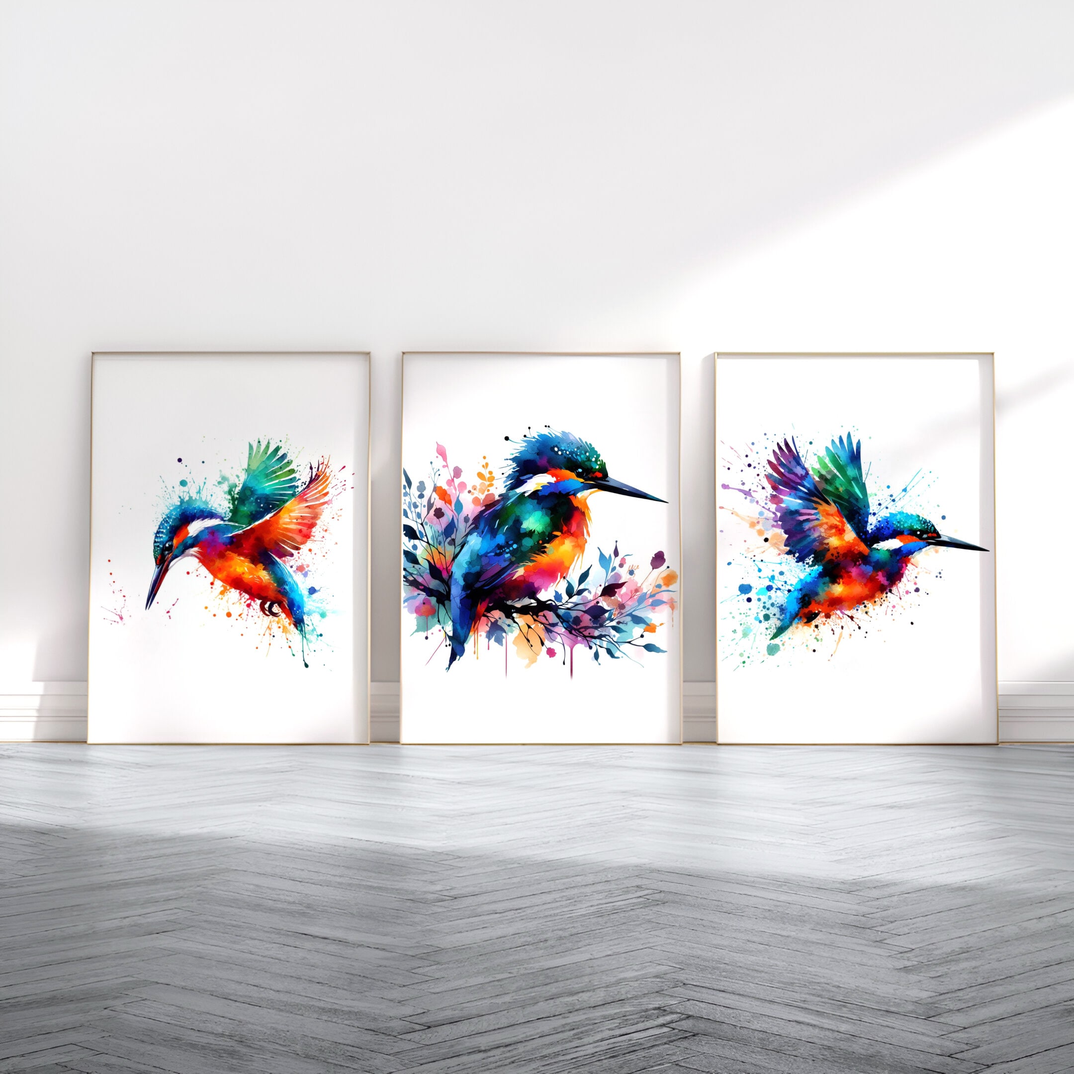 Kingfisher Art Print Set - Watercolour Prints | Kingfishers Painting ...