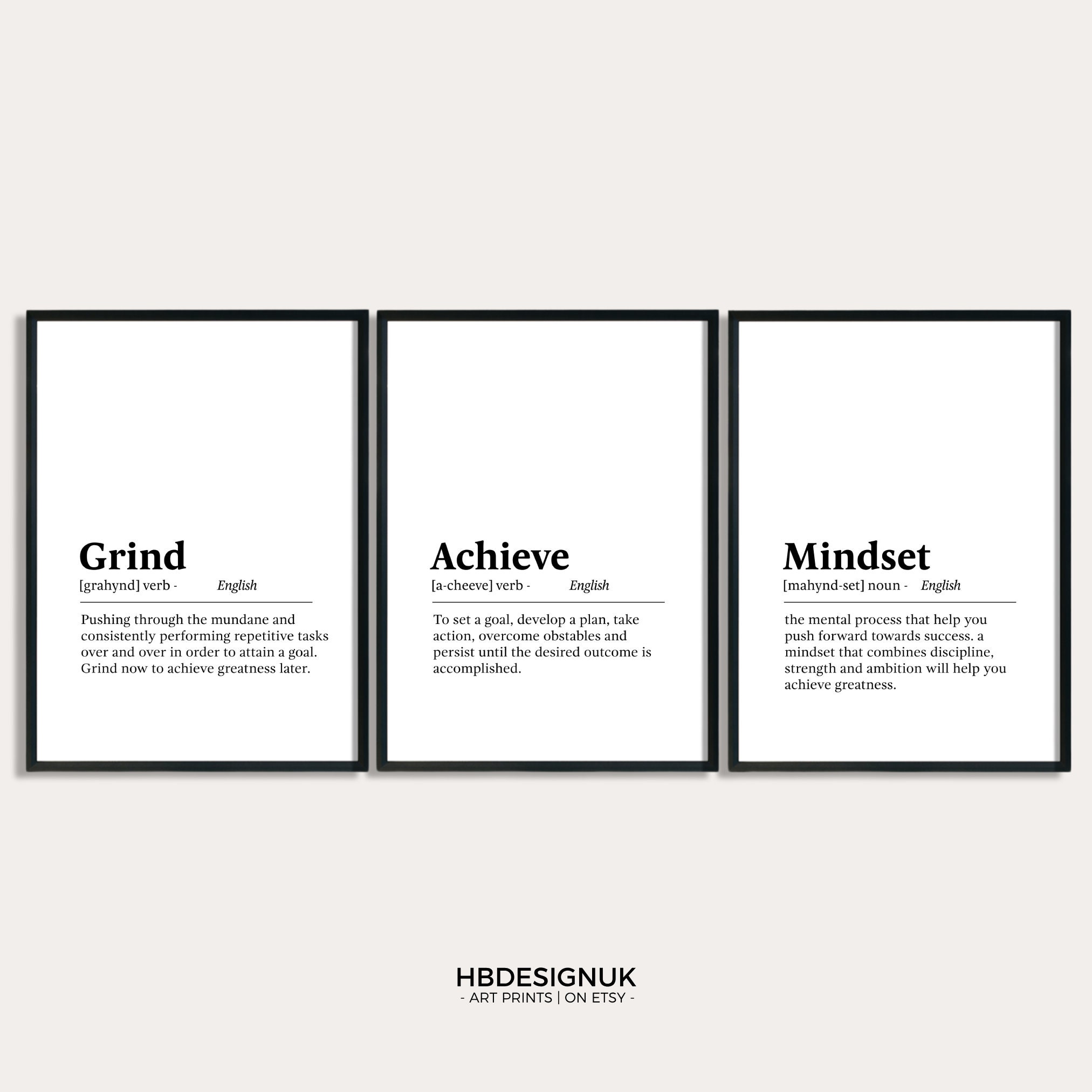10 Motivational Definition Print Set Home Office Decor - Etsy