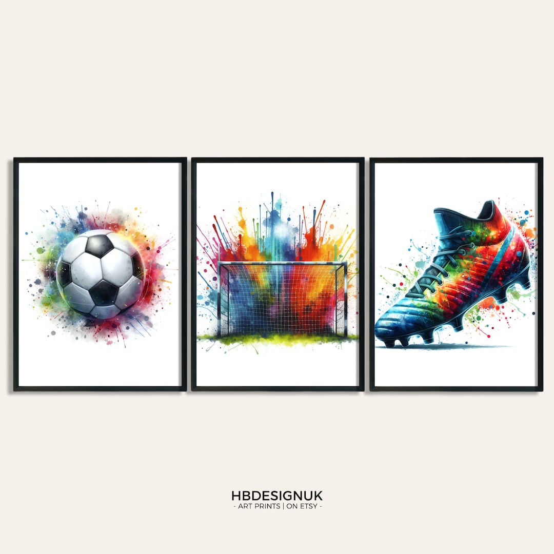 Soccer Print Posters - Soccer Wall Art Set of 3 | Boys Bedroom Decor ...