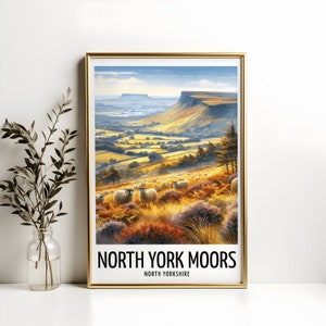 North York Moors Travel Print - Watercolour Poster Design | Wall Artwork | Yorkshire UK Gifts | Home Decor | Wall Art Gift | England Picture