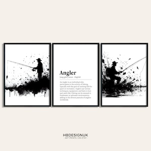 Angler Poster Print - Set of 3 Fisherman Prints | Fishing Gifts for Men | Watercolour Prints | Father and Son | Fish Wall Art Artwork