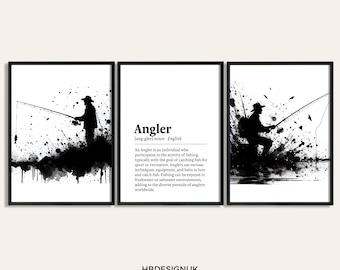 Angler Poster Print - Set of 3 Fisherman Prints | Fishing Gifts for Men | Watercolour Prints | Father and Son | Fish Wall Art Artwork
