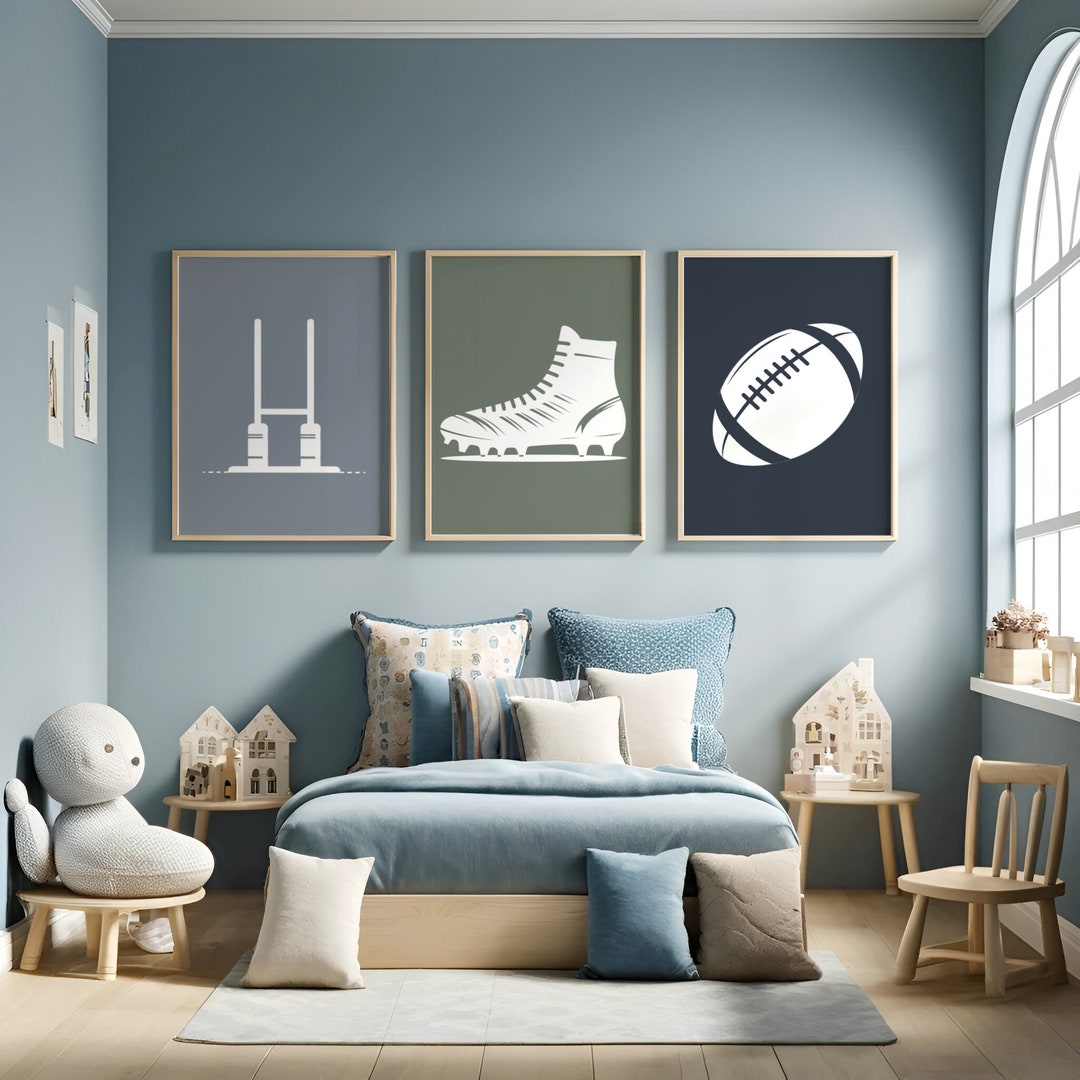 Boys Rugby Poster Set - 3 Line Drawing Rugby Prints | Kids Bedroom ...