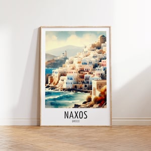 Naxos Travel Poster Print - Watercolour Design | Wall Artwork | Greece Holiday Gifts | Home Decor | Wall Art Gift | Europe Painting Picture