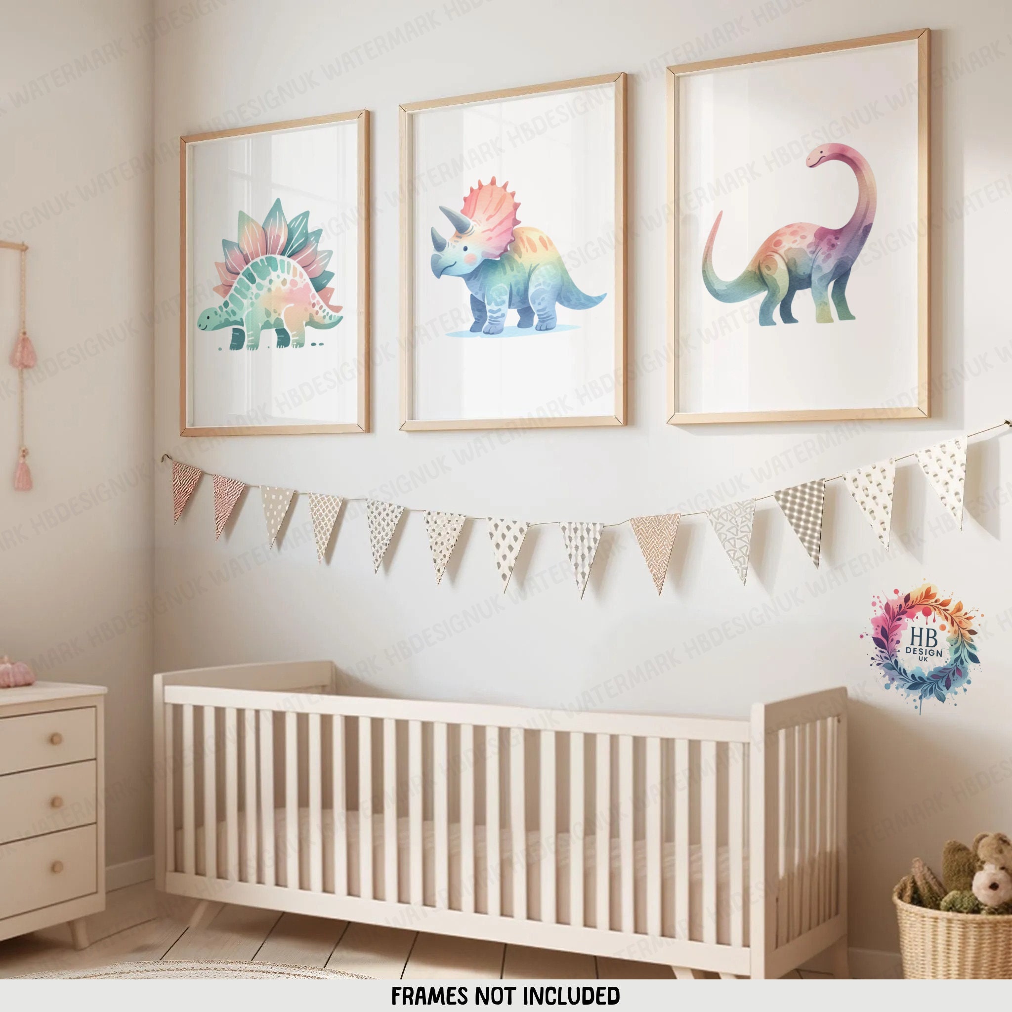 Dinosaur Nursery Print Set - 3 Posters | Boys Bedroom Poster ...