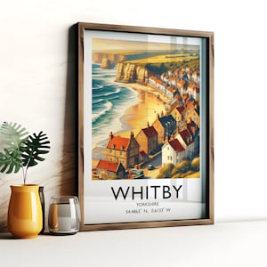 Whitby Travel Print - Watercolour Poster Design | Travel Wall Artwork | North Yorkshire Gifts | England Home Decor | Wall Art | A3 & A4