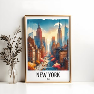 New York Travel Print - Aquarell Poster Design | Wandkunst USA Geschenke | Wohnkultur | Wand Kunst Geschenk | NYC Stadt Malerei Bild