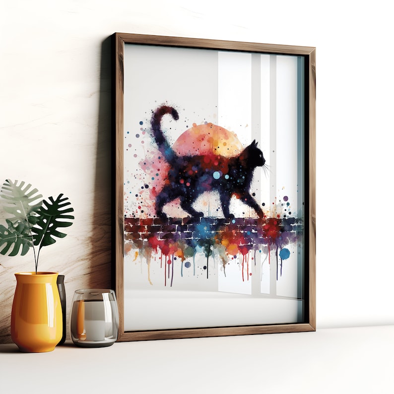 Cats on a Wall Poster Set - Set of 3 Prints | Watercolour Cat Print ...