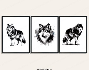 狼の顔の絵、狼の肖像画、隠れた狼、狼の目、壁アート、キャビンの装飾