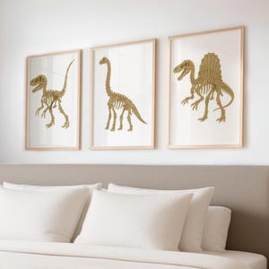 Watercolour Dinosaur Fossil Prints | Kids Room Wall Art | Prehistoric Dino Nursery Decor | Boys Bedroom Poster | A5 A4 A3 Skeleton Artwork