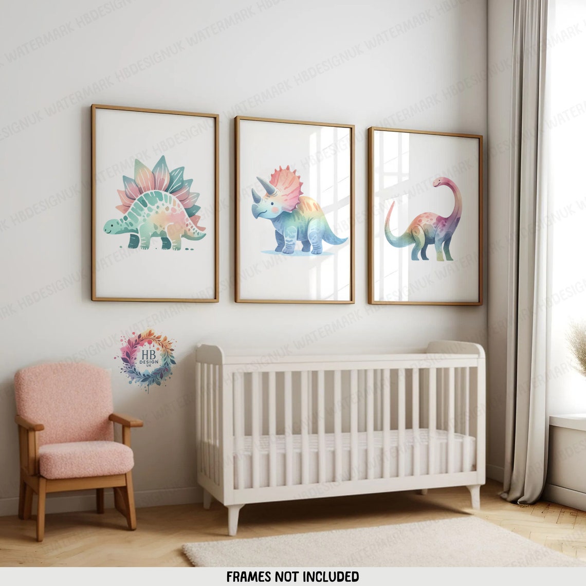 Dinosaur Nursery Print Set - 3 Posters | Boys Bedroom Poster ...