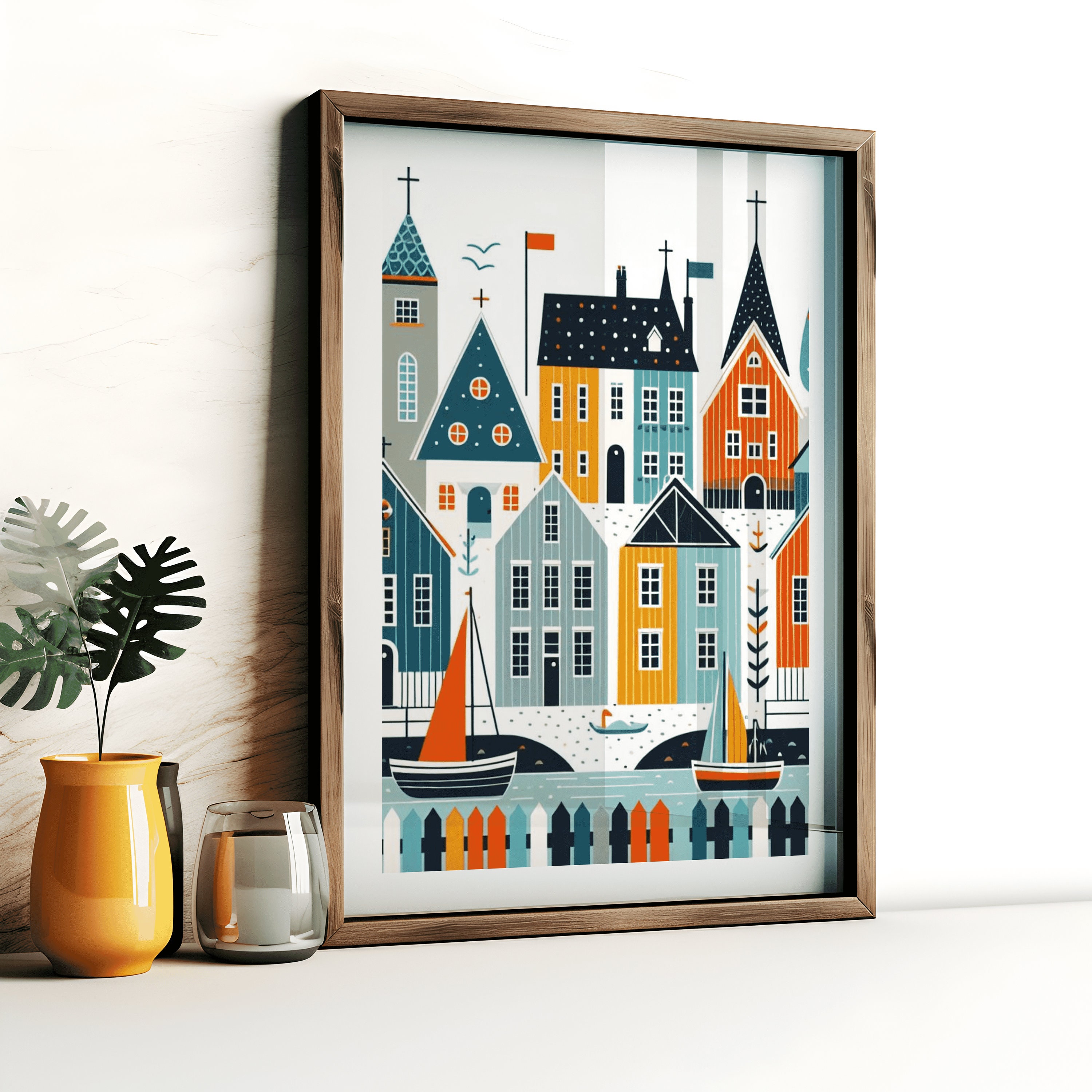 Scandinavian Houses Print Set - 3 Scandi Style Posters