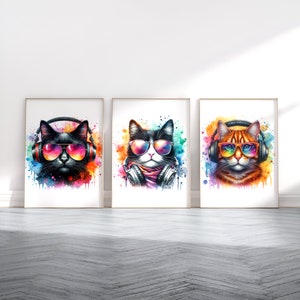Kattspelposters - Set med 3 spelposters | Sovrumsinredning för pojkar | Videospel | Spelrumsinredning | Väggkonst för spel | Konstverk