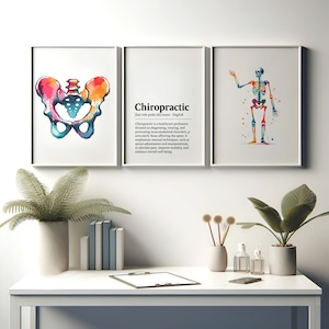 Chiropractic Poster Set - 3 Watercolour Printss | Chiropractor Office Decor | Anatomy Wall Art | Chiro Clinic Artwork | Medical Room Print