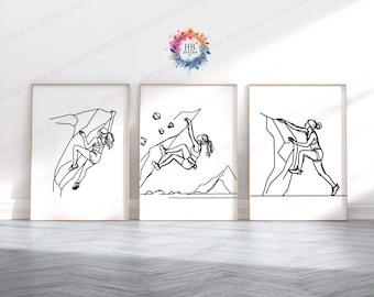 ボルダリングアートプリント：カラフルなクライミングイラスト