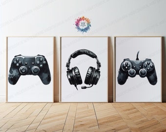 Boys Bedroom Prints - 3 Gaming Posters | Teen Room Wall Art | Boys Bedroom Decor | Video Gamer Print | Kid Artwork | Gift for Boy | Gifts