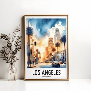 Los Angeles Reise Poster Druck - Aquarell Design | Wandkunst Kalifornien Weihnachtsgeschenke | Dekor | Wand Kunst Geschenk | Gemälde Bild