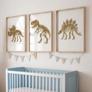 Dinosaur Fossil Wall Art for Kids | Watercolour Dino Skeleton Print | Boys Bedroom Decor | Nursery Dinosaur Poster | A5 A4 A3 Unframed Print