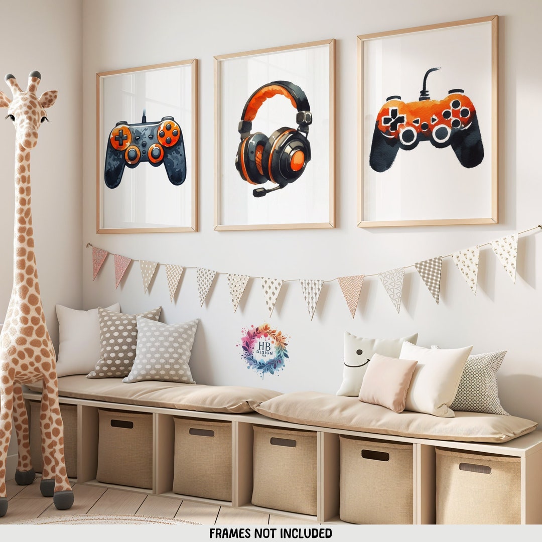 Set Di Stampe Da Gioco - 3 Vivaci Poster Da Gioco / Decorazione Per Camera Da Letto Per