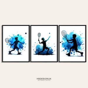 Boy Tennis Player Print - Set of 3 Tennis Posters | Sport Prints | Poster Print Decor | Kids Room Artwork | Tennis Gift | Boys Room Art