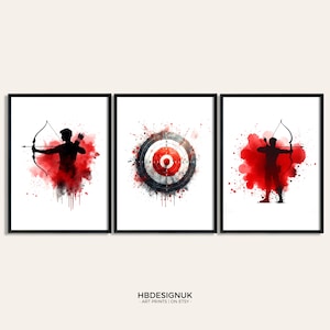 Archery Poster Set - Set of 3 Prints | Watercolour Painting | Archery Posters for Kids | Archer Wall Art | Archery Gift Ideas | Decor