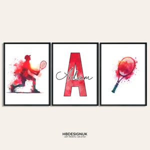 Boys Tennis Poster Set - 3 Kids Bedroom Posters | Home Decor | Custom Poster | Room Artwork Gift | Sport Posters Gifts | Wall Art