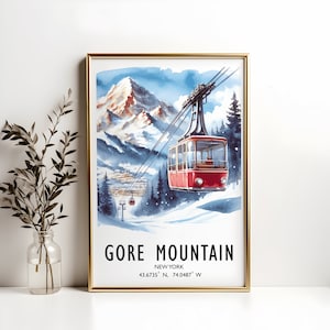 Gore Mountain Ski Poster - Aquarell Kunstdruck | Reise Wand Kunstwerk | Skifahrer Geschenke | New York Dekor | Wintersportort | Skifahrer Geschenk Snowboard