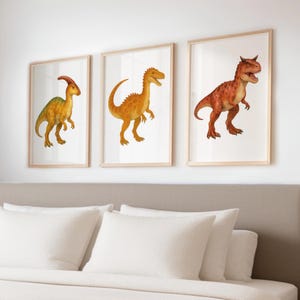 Láminas de dinosaurios en acuarela para guardería, dormitorio infantil, decoración de habitación de bebé, póster de dinosaurio A4 sin marco, idea de regalo para niños.