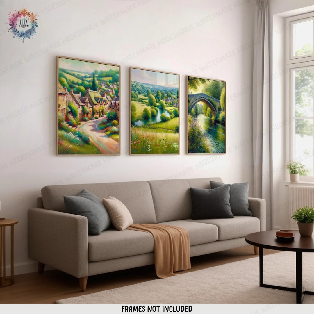 Cotswolds Poster Prints - Set of 3 Posters | Vintage Wall Art Decor ...