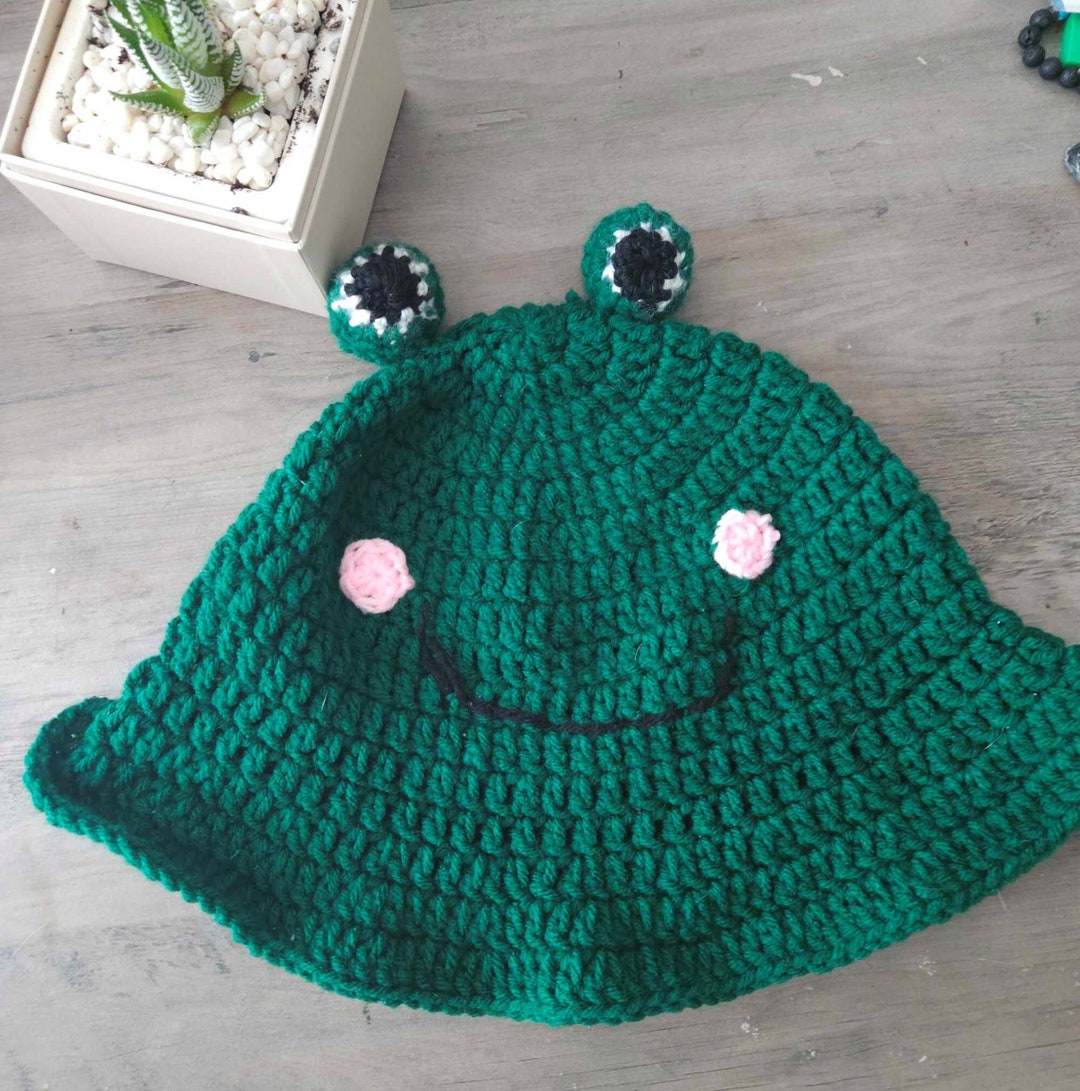Cottagecore Crocheted Frog Bucket Hat Cute Animal Bucket Hat Etsy
