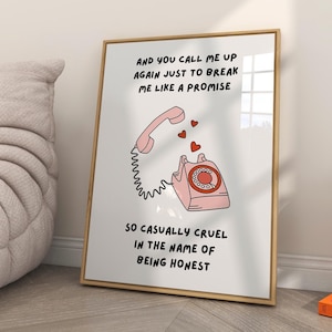 Taylors Swifst All Too Well Songtext Digital Download Poster, Swiftie Preppy Wohnheim Dekor, Tays Version Print, Retro Style Pink und Rot Wandkunst