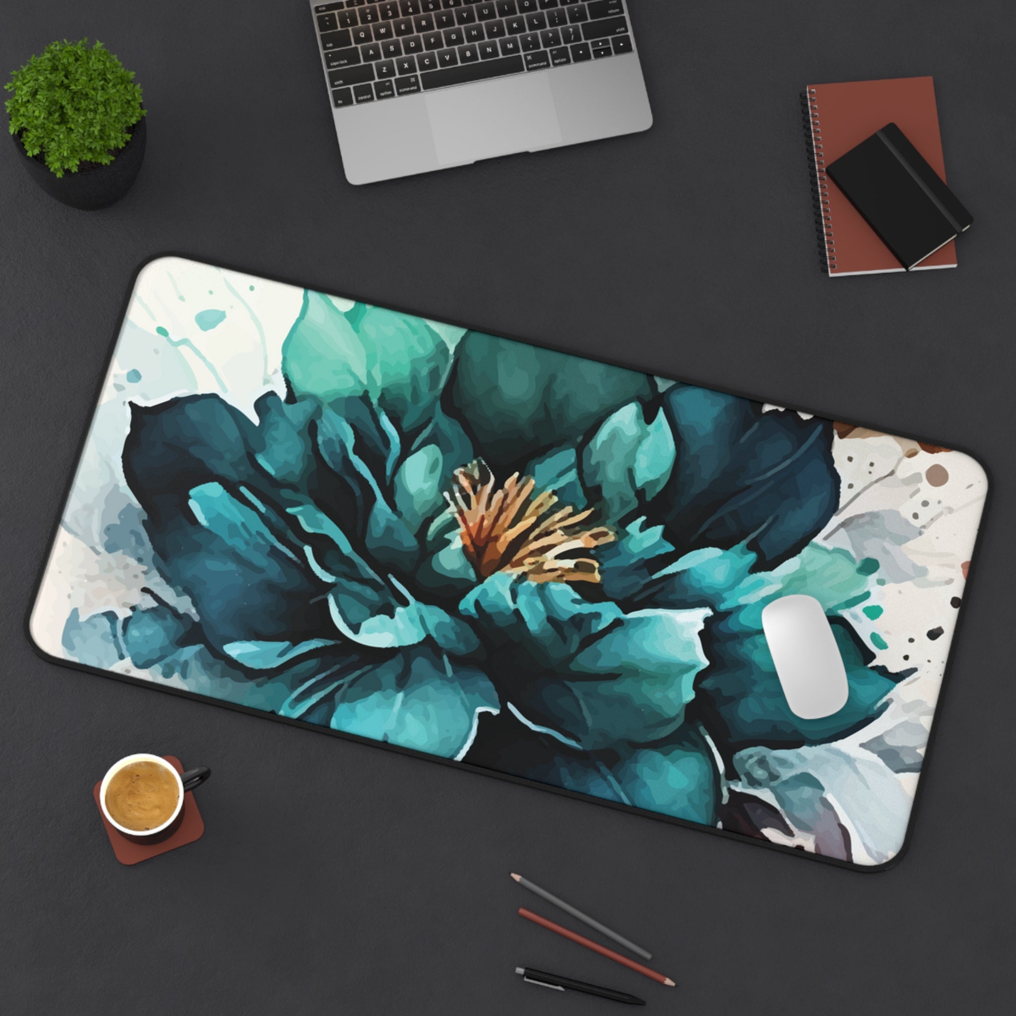Abstract Floral Pattern Desk Mat Desk Accessory Workspace Trendy ...