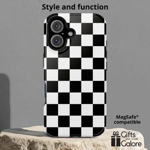 Checkered iPhone Case – Chess Pattern MagSafe Phone Case for iPhone 15, 16, Pro Max, Plus | Aesthetic Gift for Her, Birthday, Trendy Case