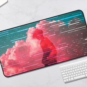 Desk Mat Anime, Gaming Mouse Pad, Sound Wave Art, Anime Desk Mat, Anime Mouse Pad, Desk Mat Wave, Sound Wave Print