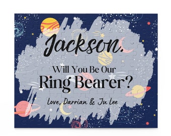 Personalized Will You Be Our Ring Bearer Galaxy Planet Be Our Ring Security Puzzle Page Boy Junior Groomsman Proposal Favor Space Astronaut