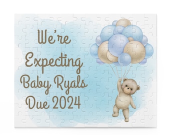 We're Expecting Custom Puzzle, 30-1014 Piece, Baby Announcement Jigsaw, Promoted to Parents, Grammy Gift, Baby Reveal, Teddy Bear Child