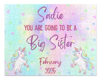 Big Sister Announcement Personalize Big Sister Puzzle Unicorn Magical Pony Surprise You're Going To Be A Big Sister Promoted To Big Sis Gift