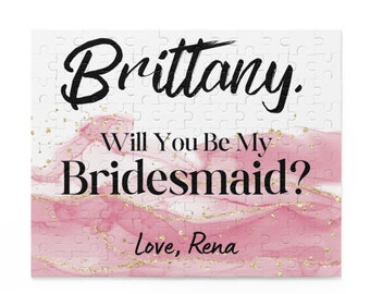 Personalized Will You Be My Bridesmaid Proposal Puzzle Pink Glitter Bridesmaid Puzzle Be My Flower Girl Be My Maid of Honor Proposal Favor