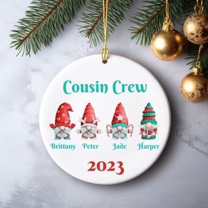 Cousin Gnome, Personalized Cousin Gnome Ornament, Custom Gnome Ornament, Christmas Cousins Ornament, Personalized Cousin Ornament, Family