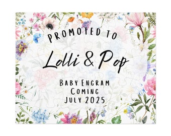 Personalized Promoted to Lolli & Pop Puzzle Baby Announcement Grammy Floral Jigsaw Papa Flower Aunt Uncle Reveal Titi Nonna Gigi Yaya Lolly