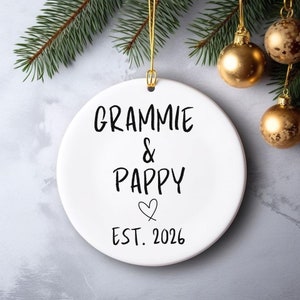 Grammie and Pappy Ornament, Custom Est Ornament, Promoted to Grammie Ornament, Grammie Est Ornament, Pappy Est Ornament, Pappy Promoted Gift