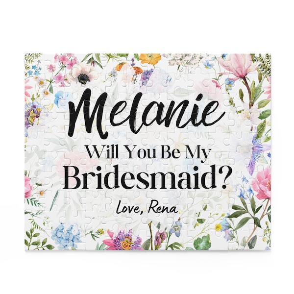 Personalized Will You Be My Bridesmaid Proposal Puzzle Floral Bridesmaid Puzzle Be My Bridesmaid Be My Maid of Honor Proposal Flower Girl