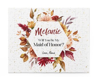 Personalized Will You Be My Bridesmaid Proposal Puzzle Fall Floral Bridesmaid Puzzle Be My Flower Girl Be My Maid of Honor Proposal Favor